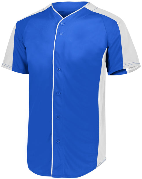 Augusta Sportswear Full-Button Baseball Jersey (1655), Color 'Royal/White'